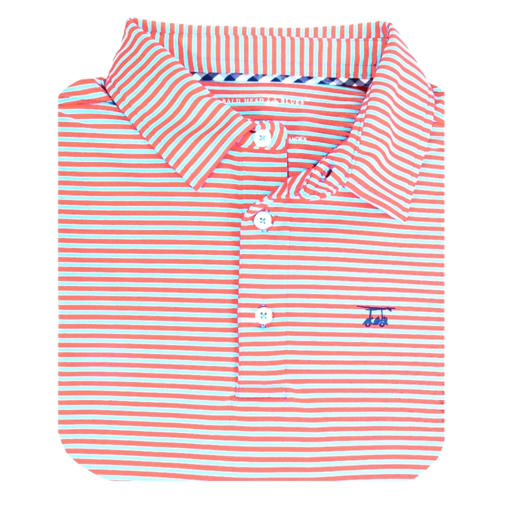 Bald Head Blues Albatross Performance Golf Polo Coral/White‎ Stripe Size XL